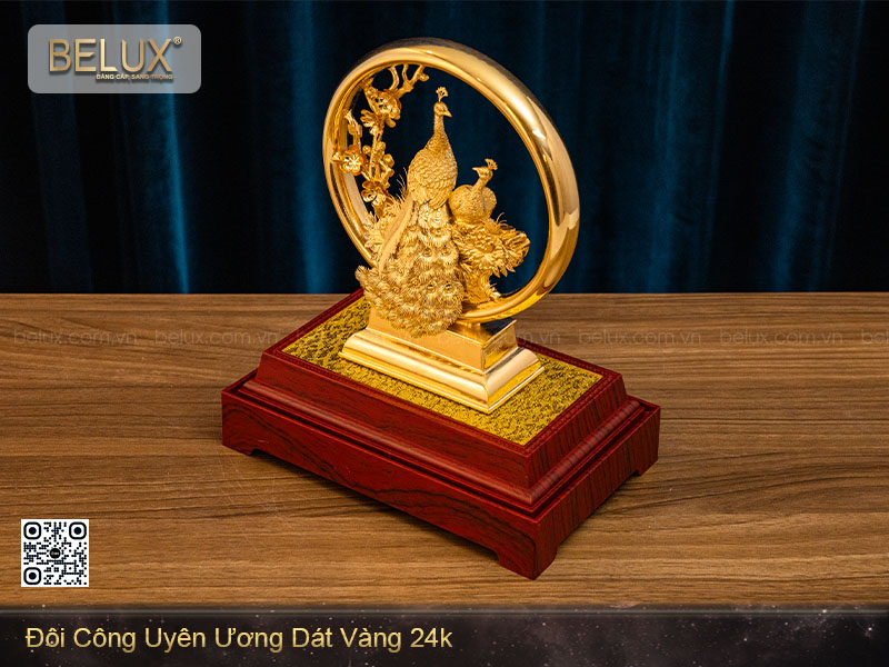 Tượng Đôi Công Uyên Ương Dát Vàng 24k